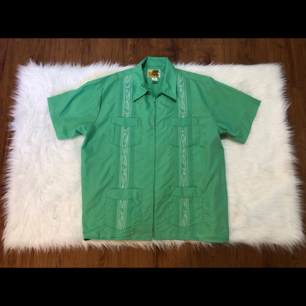Genuine Haband Guayabera Full Zipper Men XL